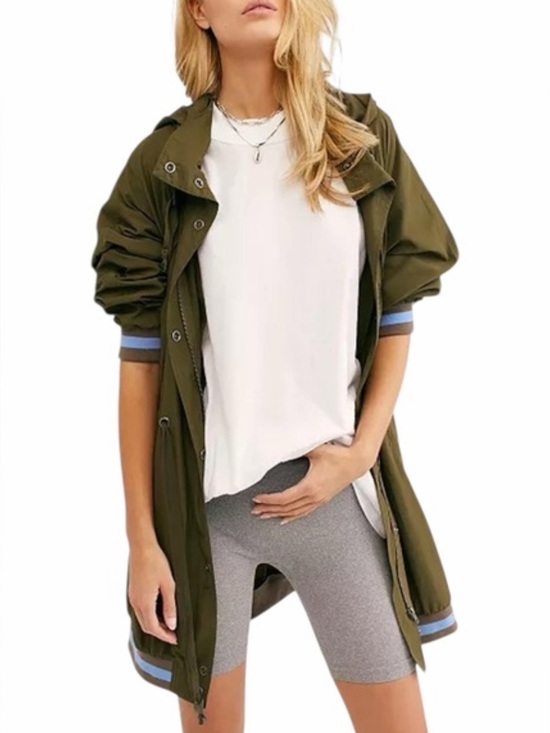 Free People Jackets & Blazers - Free people oversized long bomber windbreaker w concealable hood XS funnel neck